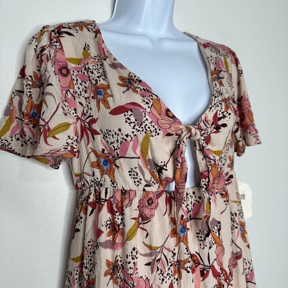 Bohemian Tiered Mini Dress Size S Blush Babydoll‎ Bloomcore - Picture 3 of 12